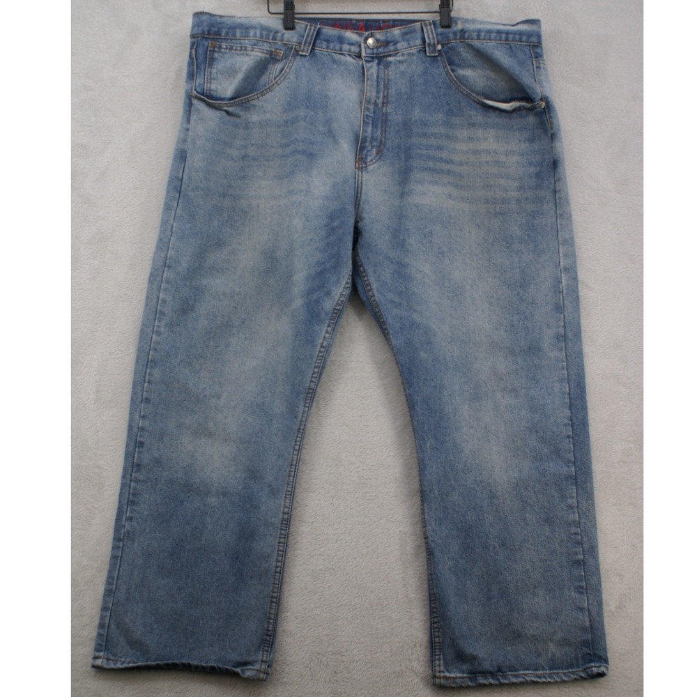 Linea Uomo Mens Relaxed Fit Straight Jeans Light Wash Blue Denim W48 x L30